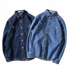 summer Denim Work Shirt Men's Solid Colour Single Breasted Thin Lg-sleeve Welder Iring Wear-resistant Sunscreen Men's Jacket 38iC#