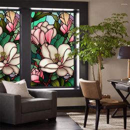 Window Stickers Colorful Retro Floral Privacy Film Removable Uv Blocking Heat Insulation Non-adhesive Stained Glass