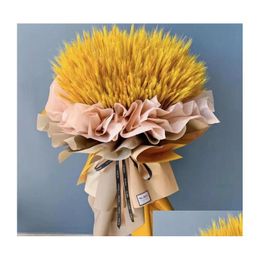 Decorative Flowers Wreaths Natural Dried Flower Color Preserved 60Cm Dry Wheat Sheaves One Pack 100 Pieces For Home Decoration Drop De Dhpot