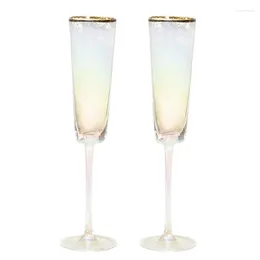 Wine Glasses Champagne Flutes Gradient Glass 150ml Gold Rimmed Sparkling Golden