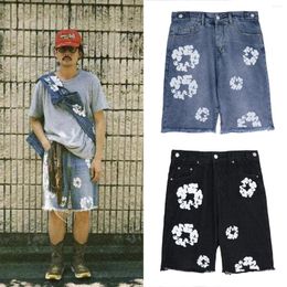 Herren Shorts 2024ss DENIM Main Line Kapok Sweatsuit Weiße Jeans mit Blumendruck und amerikanische Hosen
