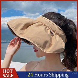 Wide Brim Hats Beach Empty Top Lightweight Uv Protection Sunscreen Sun Hat Visors Foldable Hair Accessories Dual-use Headband Soft