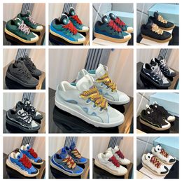 Hot Sale Lavines Shoes Curb Casual Shoes Leather Dress Sneakers Braided Shoelace Paris Men Women Lace-Up Extraordinary Rubber Nappa Trainers brx