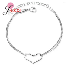 Link Bracelets Trendy Women Sweet Heart Bangles For Sale Simple Design 925 Sterling Silver Size Adjustable Hand Chains