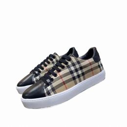house Cheque Cott Leather Sneakers Striped Vintage Designer Casual Shoes Vintage Cheque Cott Sneakers Luxury Men Sneaker House Striped Shoes Trainer L7aG#