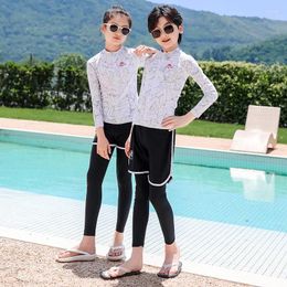 Women's Swimwear Girls Swimsuit Long Sleeve Sun Protection Swimming Bathing Surfing Wetsuit 2024 Kids Girl Rash Guard Beach Sport Wear