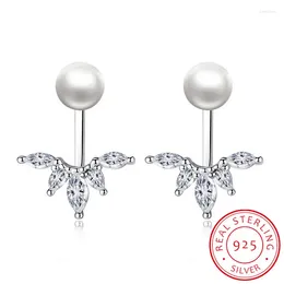 Stud Earrings Fashion 925 Sterling Silver Horse Shape Zirconia Peacock Tail Pearl For Women Fine Jewellery S-E263