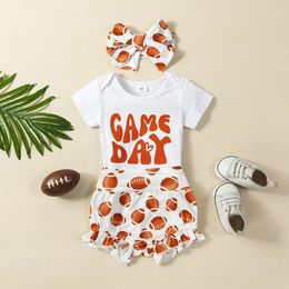 Clothing Sets Born Baby Girl 3Pcs Shorts Outfits Short Sleeves Letter Shirt Tops Floral Headband Summer Clothes