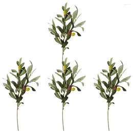 Decorative Flowers 4 Pcs Fake Olive Branches Stems Artificial Home Decor Fruit Tree Plastic House Plants