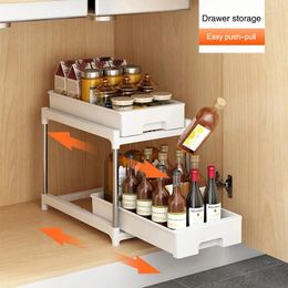 Kitchen Storage Household Drawer Type Rack Under Sink Cabinet Can Be Pulled Out Seasoning Fruit And Vegetable