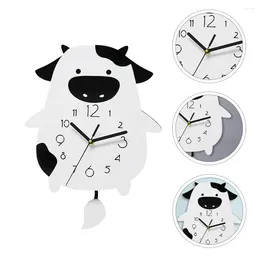 Wall Clocks Cow Swing Clock Hanging Adornment Decorative House Decorations For Home Shaped Childrens Room Battery