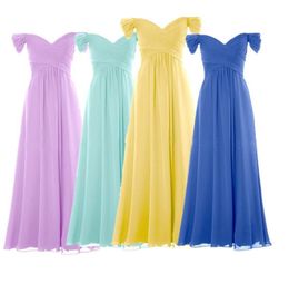 2020 New Arrival Cheap Prom Dresses Offshoulder Chiffon Maternity Bridesmaid Dresses ALine with Draped Skirt Yellow Maid of Hono504920807