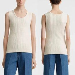 Women's Tanks U-Neck Tank Top Knitwear Ribbed Slim Fit Cotton Blend Ladies Sleeveless Vest Summer 2024