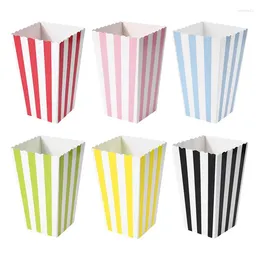 Gift Wrap 24 Pcs Favour Candy Treat Popcorn Boxes Colourful Stripes Box For Wedding Birthday Corn Kid