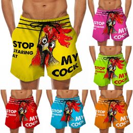 Erkekler plaj pantolon eğlenceli 3d hindi kafa baskısı yüzme gövdeleri parodi muz deseni Avrupa ve Amerikan şort