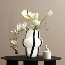 Vases Vase Home Furnishing Glass Hydroponics With White Background And Black Stripe