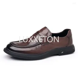 Casual Shoes Business Men Soft Sole For Genuine Leather Spring Autumn Loafers Slip-On Fashion Wedding Dress Flats