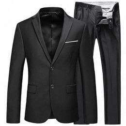 2023 Busin Fi da uomo di alta qualità nero 2 pezzi Set completo / blazer cappotto giacca pantaloni pantaloni classici G1TS #