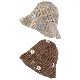 Wide Brim Hats Vacation Foldable Summer UV Protection Boho Sunscreen Beach Hat Flower Flat Sun Cap Straw