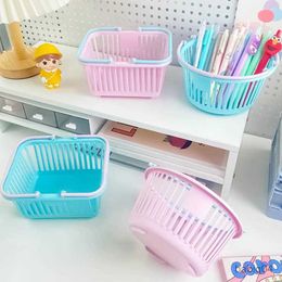 Storage Baskets 1PC Plastic Storage Baskets Organiser Portable Shopping Box Desktop Sundries Toy Fruit Stationery Organiser Home