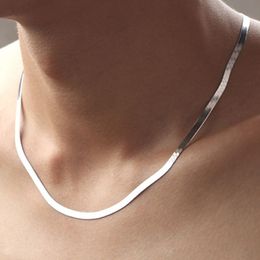 18-20 fashion good 925 sterling silver golden Jewellery women man 4mm wide herringbone slip chain Jewellery necklace NE39267O