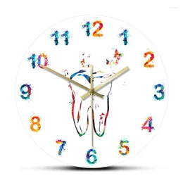 Wall Clocks YO-Colorful Tooth Butterfly Printed Acrylic Clock For Clinic Modern Simple Mute Home Decor