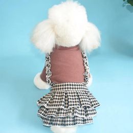 Dog Apparel Spring And Autumn Pet Clothes Little Fragrant Wind Woollen Princess Strap Skirt Bomei Small Two Legged