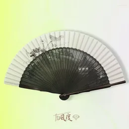 Decorative Figurines Suzhou Fans Ebony Folding Fan Hollow Carved Silk Hand Painted Jiangnan Gift