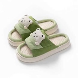 Slippers Slippers Women Bear Cute Cartoon Soft Cloud Plaorm Indoor Soes Summer ome Slides Tick Sole Sandals Male ouse Slipper H240326248J