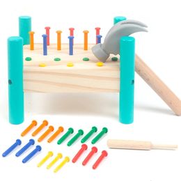 Montessori Baby Hammer Hit Wooden Toys Life Skills Training Early Educational Assembling Tool Toy For Children Strength 240321