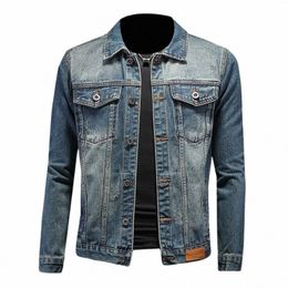 2024 Spring New light gray Denim Jacket Men Casual Solid Single Breasted Jeans Jacket Men Fi Slim Fit Quality Man Jackets W9fY#