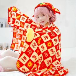 Blankets Sleep-improving Blanket Vibrant Chinese Year Super Soft Wear Resistant Washable Decorative Home Accessory