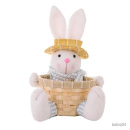 Storage Baskets Basket Bunny Doll Handmade Easter Rabbit Doll Candy Basket Ornaments for Kids Bunny Holder Home Decoration Spring Gift Idea