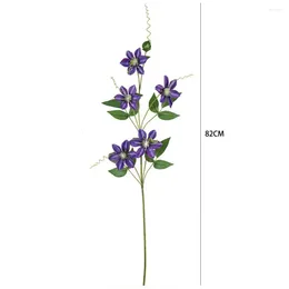 Decorative Flowers Artificial Flower Bouquet Elegant 5-head Clematis For Wedding Home Decor Realistic Simulation Easy-care