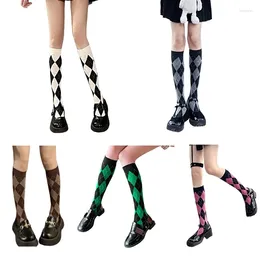 Women Socks 1 Pair Plaid Knee Girl Fashion Party Knee-high Stockings JK Japanese Student