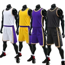Custom Basketball Jersey Suit Mens Sport Vest Male Child Kids Training Top Shorts Set Sleeveless Uniform Gym Fitness 240312