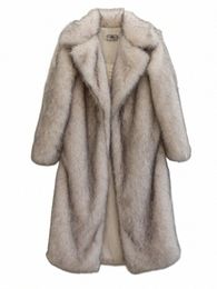 lg Faux Fur Coat Men Autumn Winter Large Lapel Men's Fluffy Jacket Thicken Overcoat Warm Clothes Furry Outerwear q2h3#