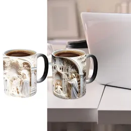 Mugs 3D Nativity Heat Sensitive Durable Ceramic Mug Large-Capacity Coffee Tea Milk Latte Cup Kitchen Accessories