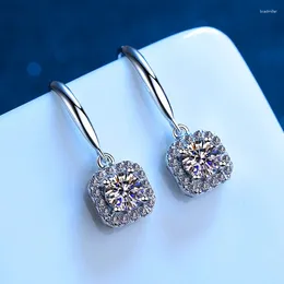 Stud Earrings LORIELE 14K White Gold Moissanite Women 925 Sterling Silver Drop Plated Lab Diamond Pendant Jewelry