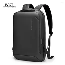 Backpack Minimalist Business Hard Shell Front Thin Laptop Black And Gray(15.6")