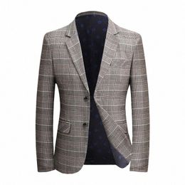 men's casual suit jacket trend brand plaid men's self-cultivati all-match suit fi busin casual suit jacket men d6b1#