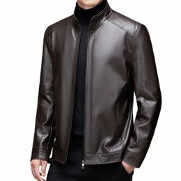 2024 Autumn and Winter New High Quality Fi Men's Lapel Motorcycle Leather Coat Slim Stylish Men's Leather Coat M-7XL J8ZL#