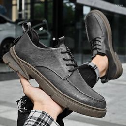 Casual Shoes Autumn Brand Genuine Leather Men Dress Lace Up Black Loafers Luxury Wedding Party Male