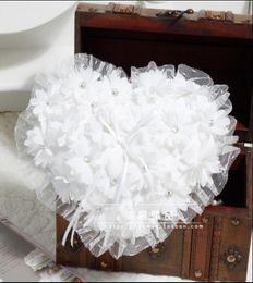 Heart Style Sweet White Pearls Flowers Lace Ring Pliiows Crystal Luxury Wedding Bridal And Groom Rings Pillow8622852