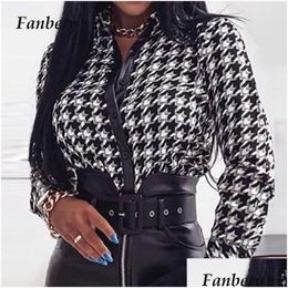 Women'S Blouses & Shirts Womens Women Y Slash Neck Long Sleeve Slim Fit Bodycon Tops Autumn Elegant Pu Leather Button Ruffle Blouse F Dh9Vh
