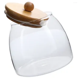 Storage Bottles Wooden Ball Lid Glass Jar Wedding Candy Condiment Coffee Canisters Food Jars With