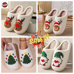 New Comfortable Home Cute Cartoon Santa Claus Winter Cotton Slippers Couples Warm Cotton GAI soft Fluffy House cute Christmas Designer Elk Lovely 2024 36-45