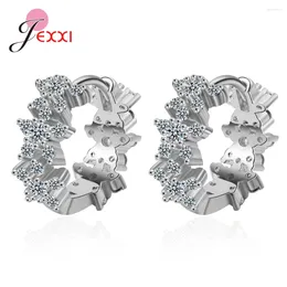 Hoop Earrings Wholesale 925 Sterling Silver Small Shiny Crystal For Women Girls Lovely Birthday Party Jewelry Accessory