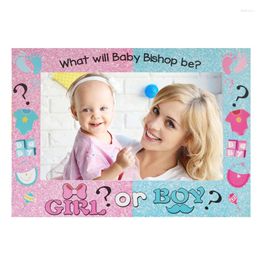 Party Decoration 1Pcs Girl Or Boy Paper Handheld Po Frames Props Kids 1st Birthday Gender Reveal Baby Shower Decorations