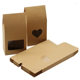 Jewellery Pouches 100Pcs 8 16 5cm Kraft Paper Party/Wedding Gift Bags Packaging White Food Clear PVC Window Boxes